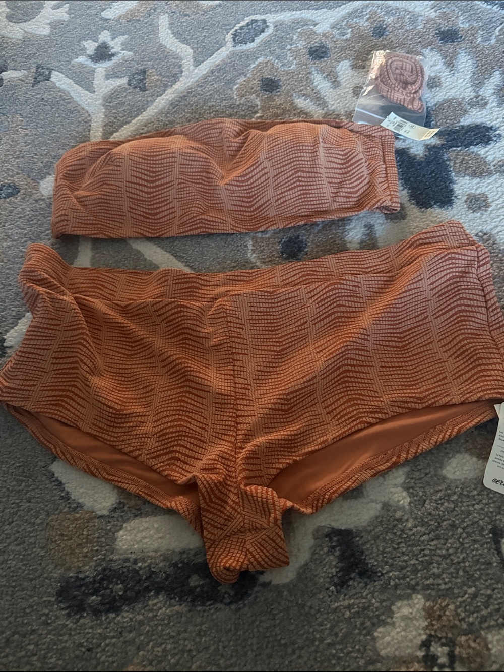 aerie real good swim set top size L and High-Rise Brief size Xl Set in Rust